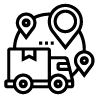 icon-delivery truck and location pins